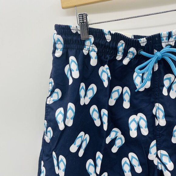 Trunks Surf & Swim Mens Large Sano 6.5" Swim Trunks Marine Blue Flip Flops 1042 - Picture 2 of 8